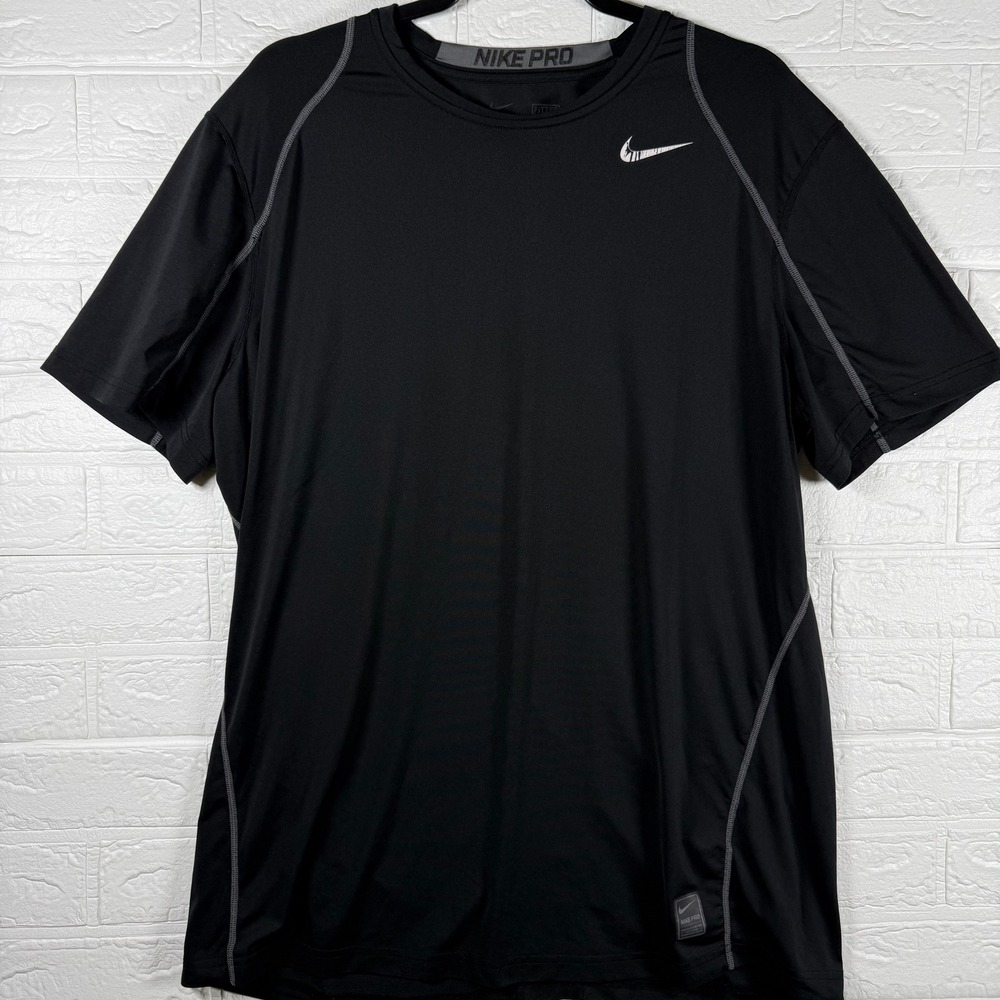 Nike Pro Compression Shirt Mens XL Black Short Sleeve Dri-FIT Training Top